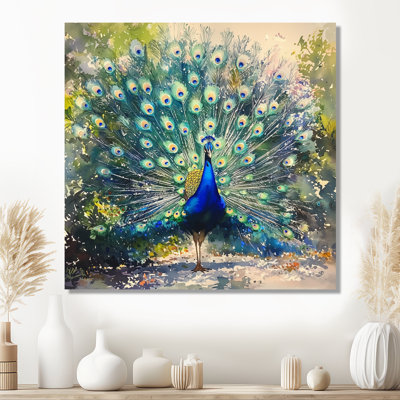 Hammack Peacock In Full Display III - bird Canvas Wall Art