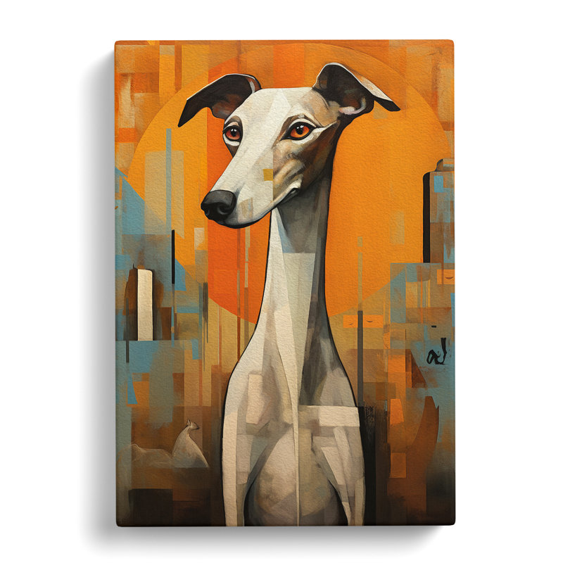Whippet Modern No.2 - Wrapped Canvas, 50cm H x 35cm W x 3cm D