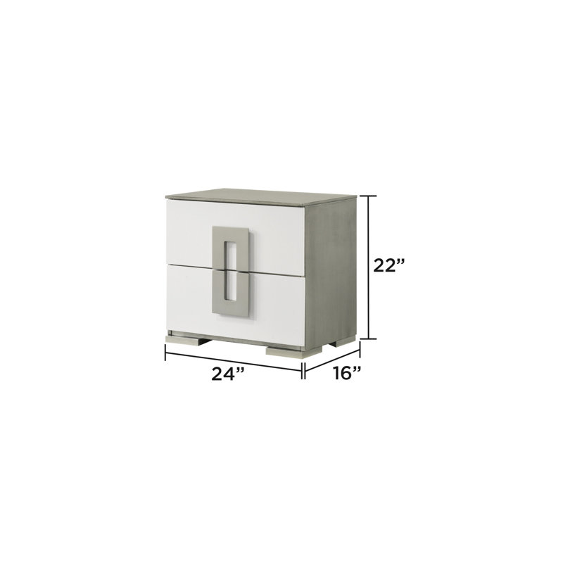 Table de chevet pour chambre à coucher blanche - 2 tiroirs pour une organisation pratique et spacieuse