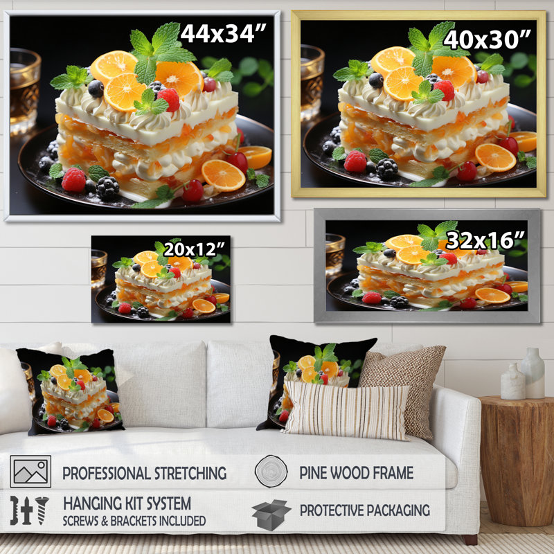 «Orange Orange White Melon Cake Mmmmmmm» sur impression sur toile, H 34 po x l 44 po x P 1,5 po, Toile tendue