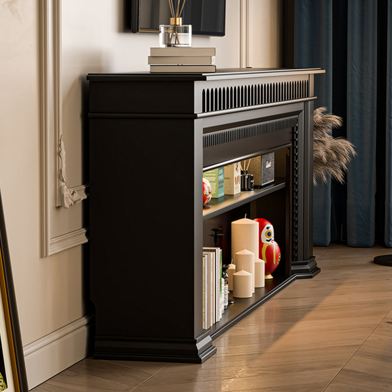 White Solid + Manufactured Wood Freestanding Fireplace