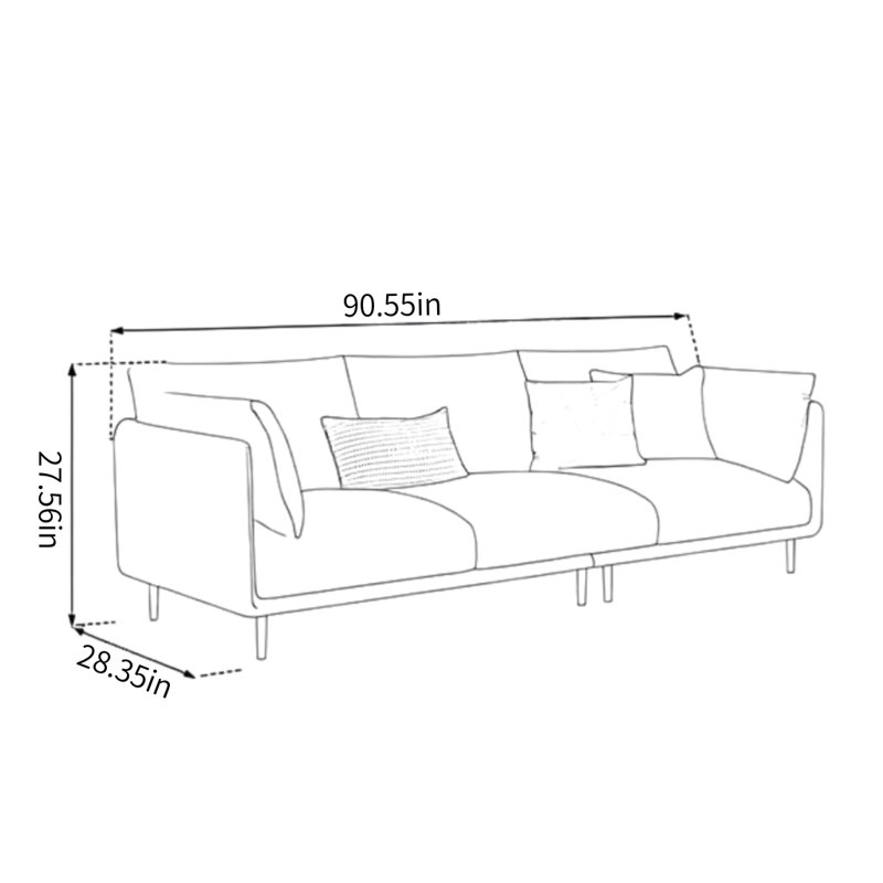 Qualana, Gris, H 27,56 po x l 90,55 po x P 28,35 po
