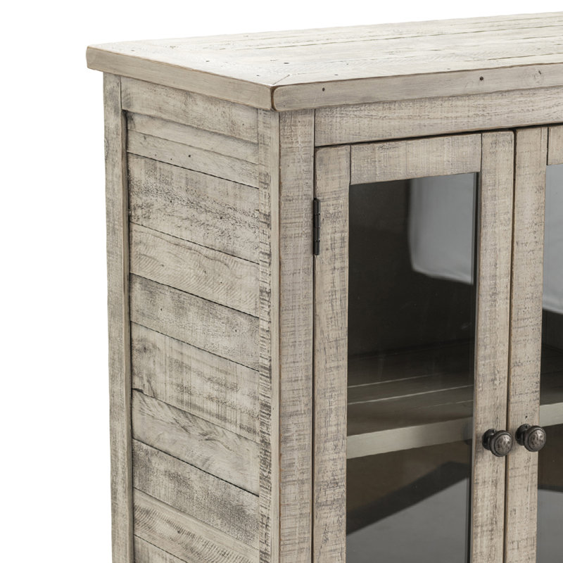 Farmhouse Beige Solid Wood 79'' Wide Sideboard