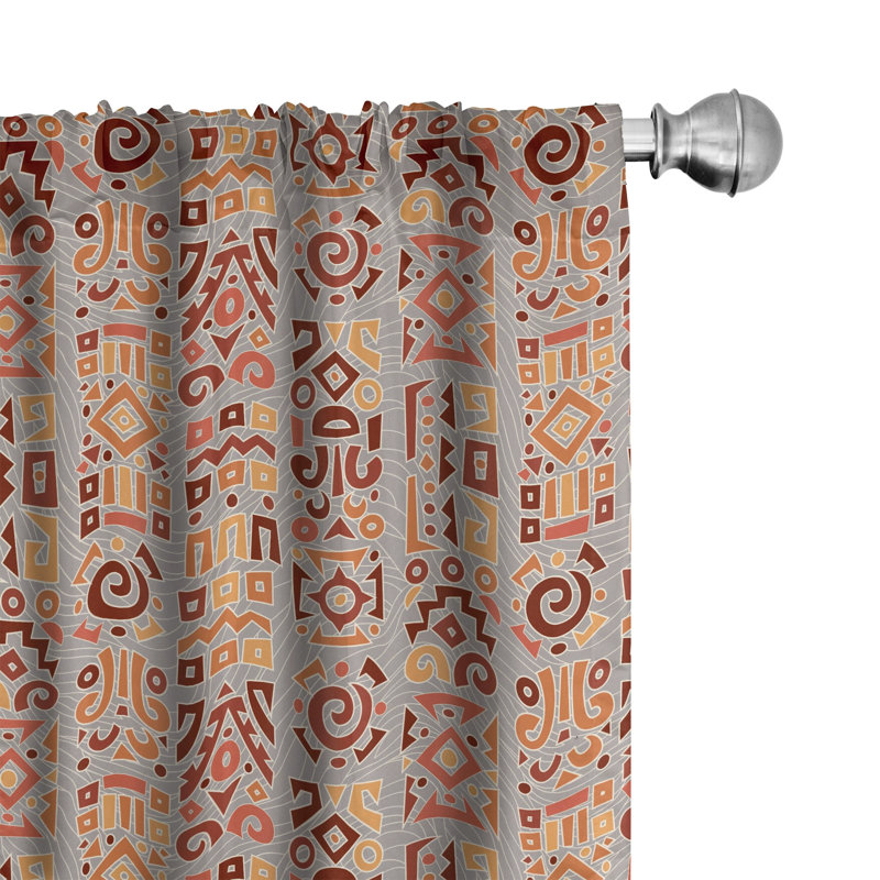 Tribal Semi-Sheer Rod Pocket Curtain Panels, 28" x 63"