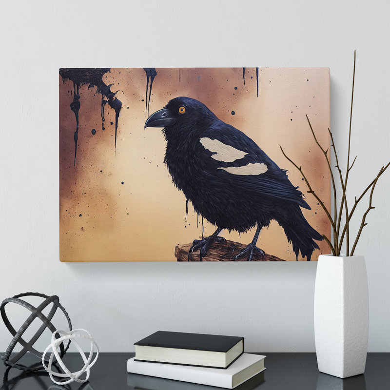 Heartwarming Raven Bird - Wrapped Canvas, 50cm H x 76cm W x 3cm D