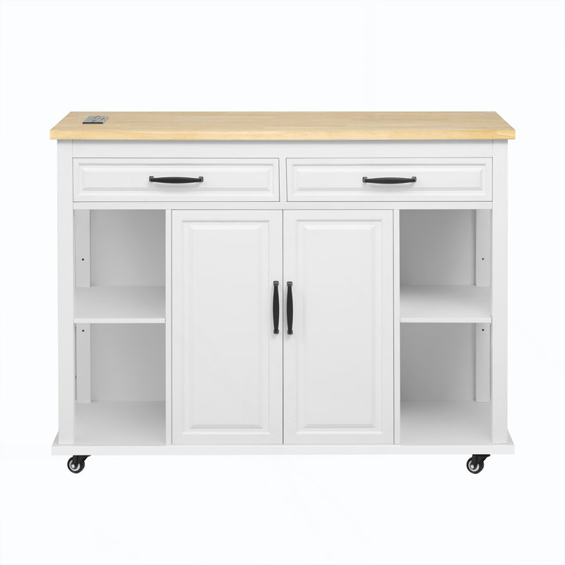 Kitchen Island With Extendable Dining Table, White