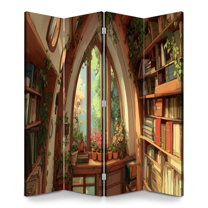 Cloison pliante 4 panneaux à cloisons Royal Treehouse, 4, 71" H x 64" W x 1" D