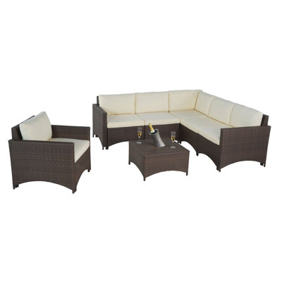 Ensemble de conversation modulaire avec coussins 7 pièces Brownley