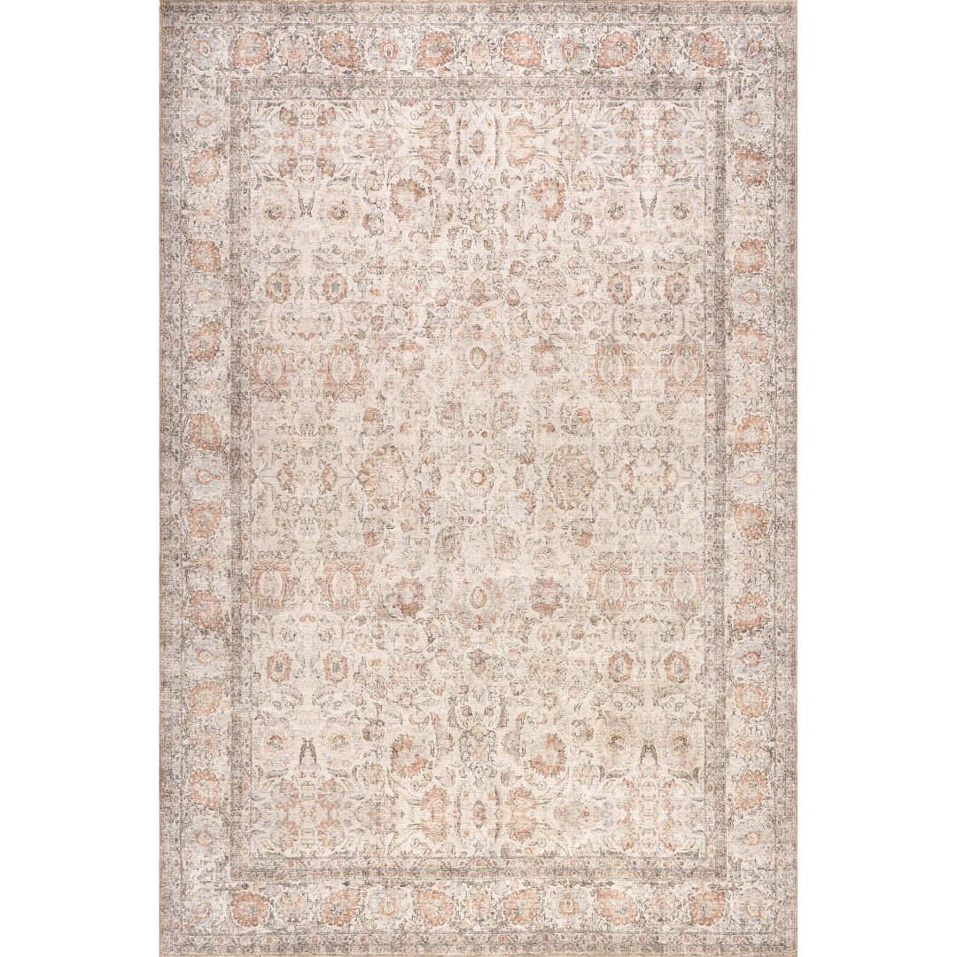 Jeccica Distressed Vintage Medallion Jute Blend Polyester Area Rug Bungalow Rose Rug 