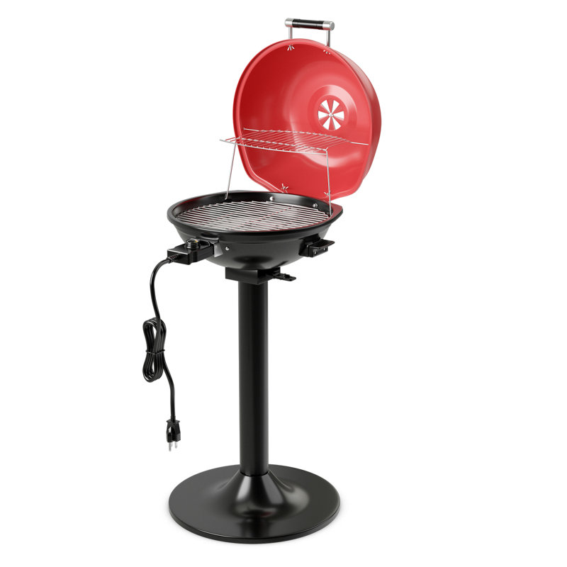 Topbuy 15'' Non Stick Electric Grill with Lid, Red/Black