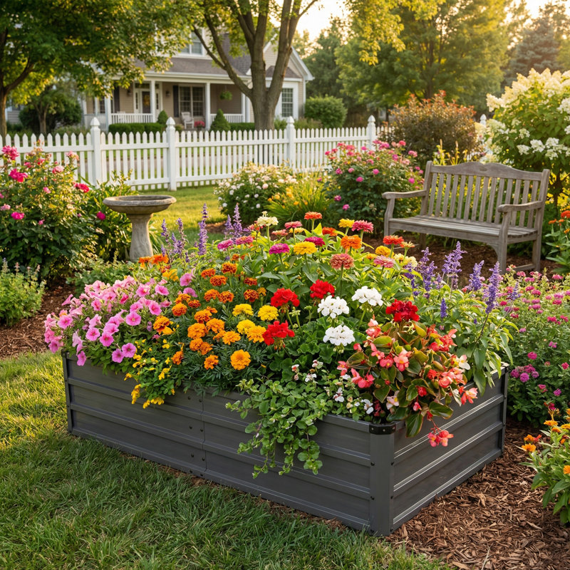  6×3×1FT Galvanized Raised Bed Outdoor with Support Rods and Gloves for Planting Flowers, Vegetables, Gray