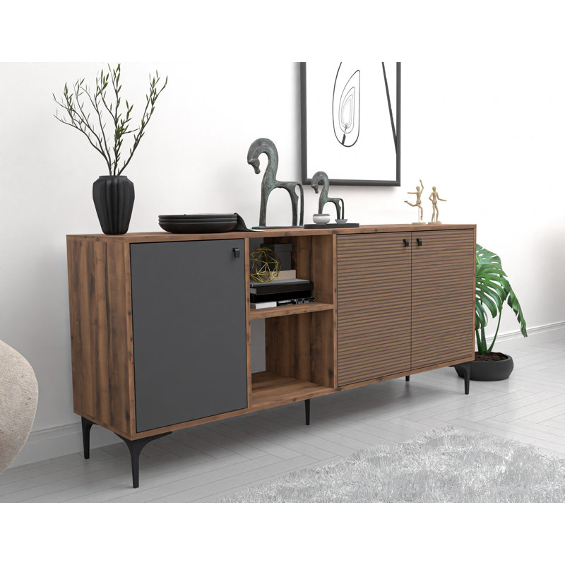 Mezza 80cm Console Table, Walnut/Anthracite