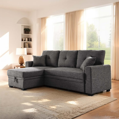 Modern Reversible Sleeper Sectional Sofa With Right Storage Chaise
