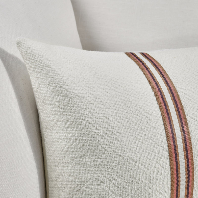 Ralph 14x26 Cotton Linen Fabric Throw Pillow, Ivory Sangria