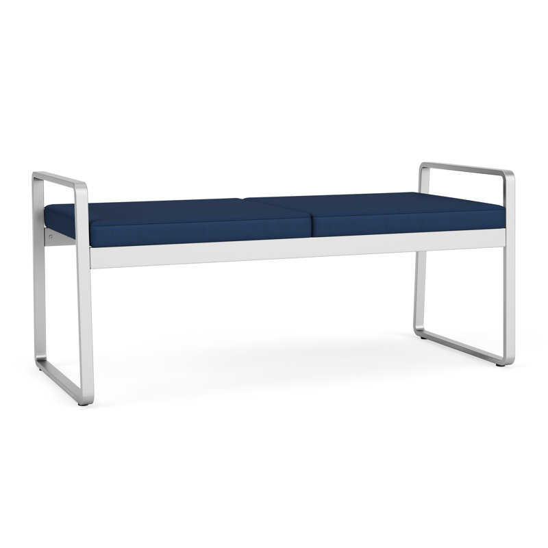 Banc en métal Gansett, Bleu impérial Patriot Plus - vinyle facile à net, Argent