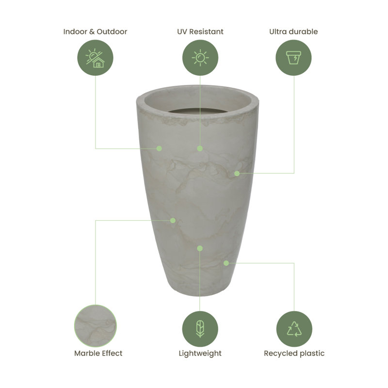 ECOBO Eco-Friendly Round Pot Planter, VicenzaIndoor/Outdoor use,Four Season Use, Off White, 35.4" H x 20.5" W x 20.5" D