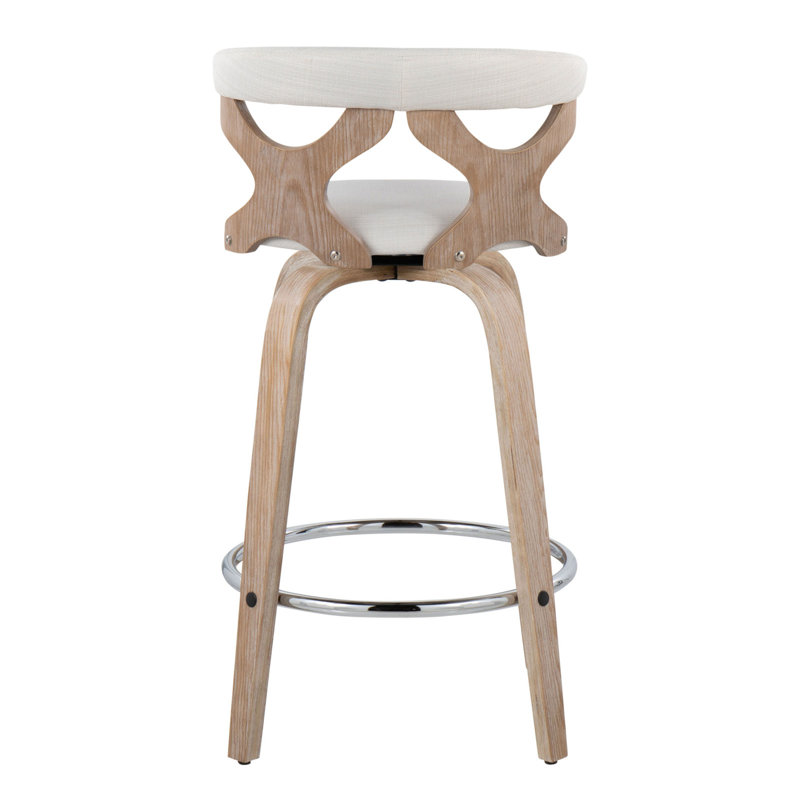 Tabouret de comptoir 26 po Gardenia, Crème, Bois naturel