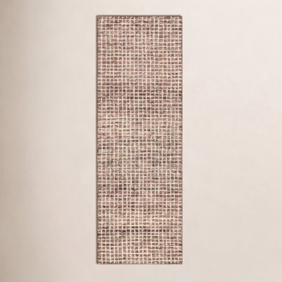 Brown Hand-Tufted Checkered Wool Rug