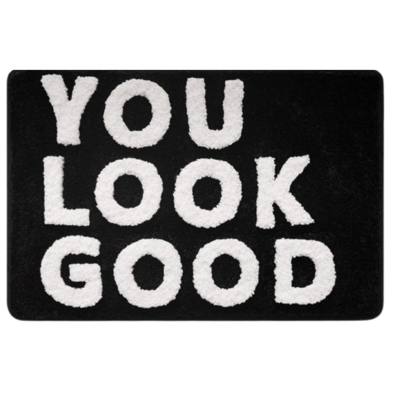 Tapis de bain en microfibre antidérapant «Funny You Look Good» 16 po x 24 po