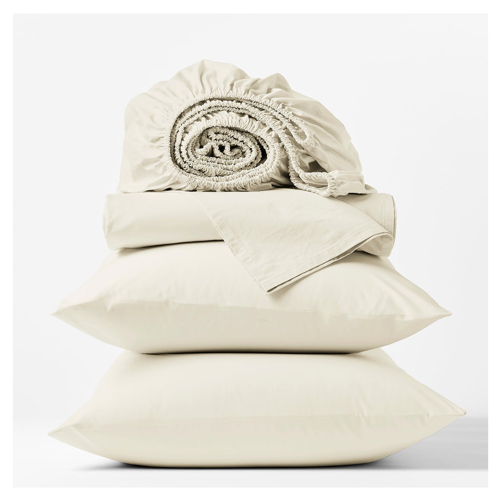 Refined Organic Percale Sheet Set, Full Sheet Set with 2 Pillowcases, Undyed