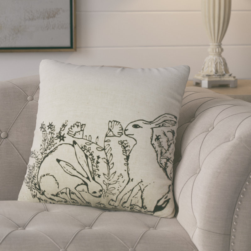 Easter Floral Linen Reversible Throw Pillow