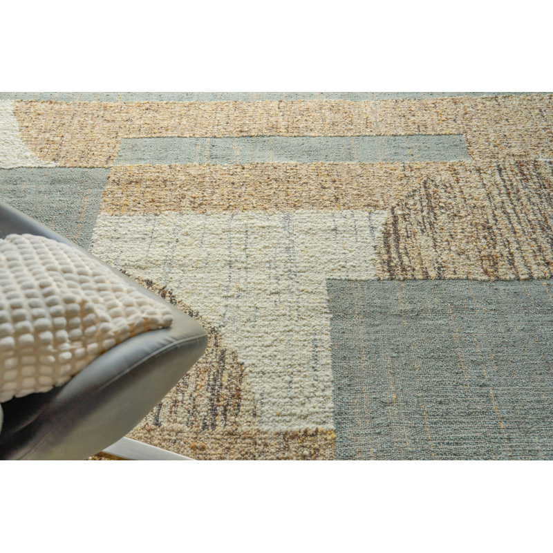 Pompano Hand Woven Wool/Jute Gray/Ivory/Beige Area Rug, 6'X9'