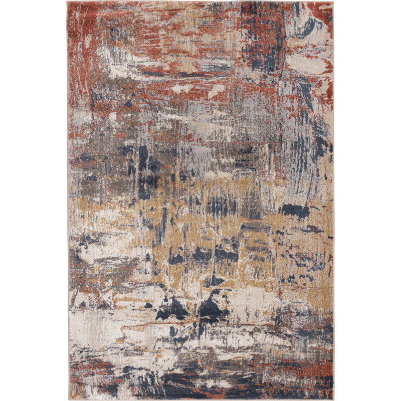 Bungalow Rose Orion Desmonia Rust/Beige Abstract Indoor Polypropylene Area Rug, Rectangle 7'10" x 9'10"
