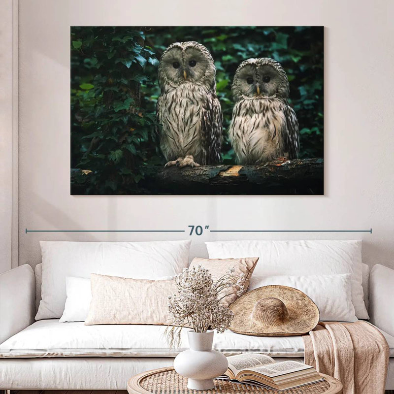 Brampt Owls On A Branch, 34" H x 51" W