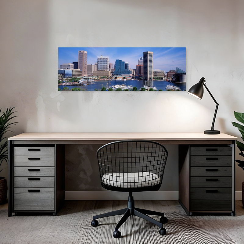 "Inner Harbor", Hill, horizon de Baltimore, ville abstraite, art mural, H 36 po x l 12 po