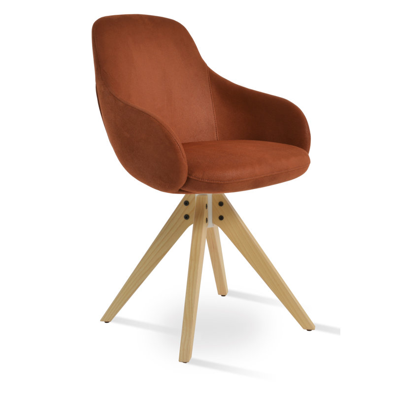 Chaise avec accoudoirs en bois Gazel, Cognac