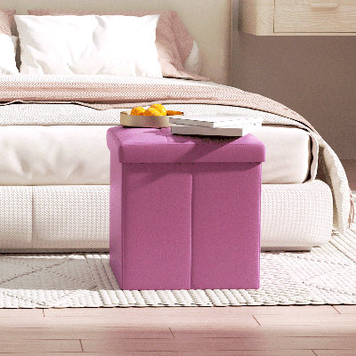 Repose-pieds de rangement en cuir de polyuréthane rembourré avec charnière de sécurité, banc de rangement avec capitonnage à boutons