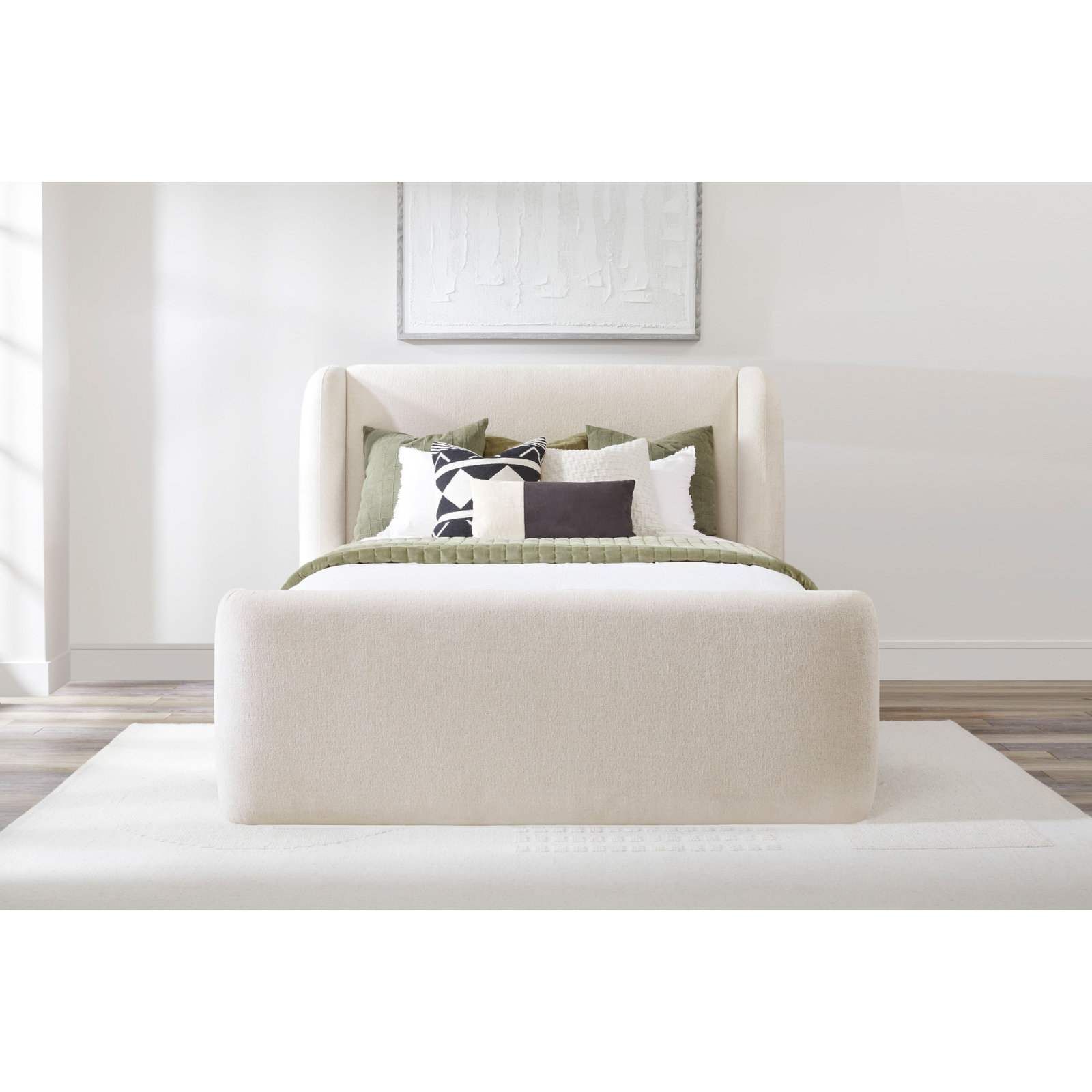 Upholstered Wingback Bed, King 