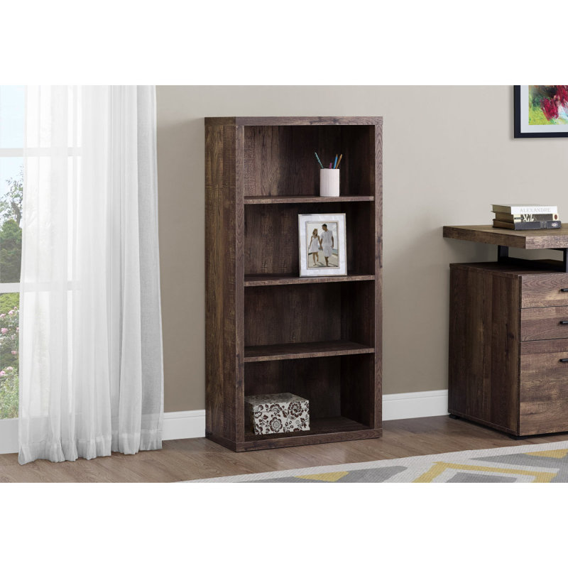 Bibliothèque polyvalente à 5 niveaux en stratifié pour le bureau et la chambre à coucher Design contemporain et moderne, Gris