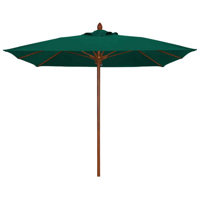 Parasol de marché carré 6 pi Prestige, Teck, Bleu ciel