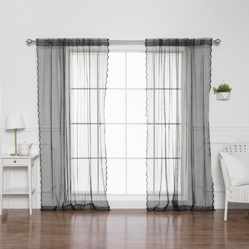 Laird Semi Sheer Curtain Pair, Pink, 52"W x 96"L