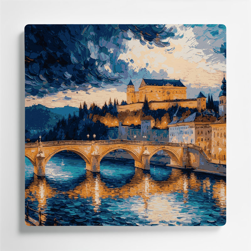 Art mural en métal gris avec cités, villes, Ljubljana, H 192 po x l 192 po x P 0,05 po