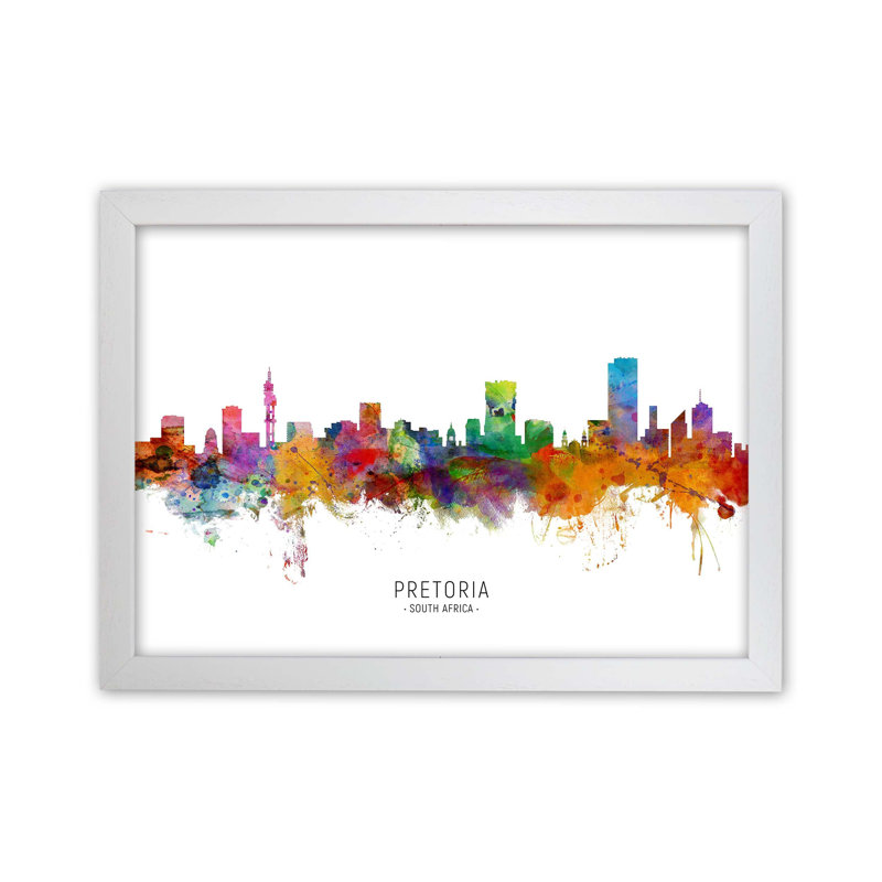 Pretoria South Africa Skyline by Michael Tompsett - Print, 64cm H x 88cm W x 3cm D, White Framed