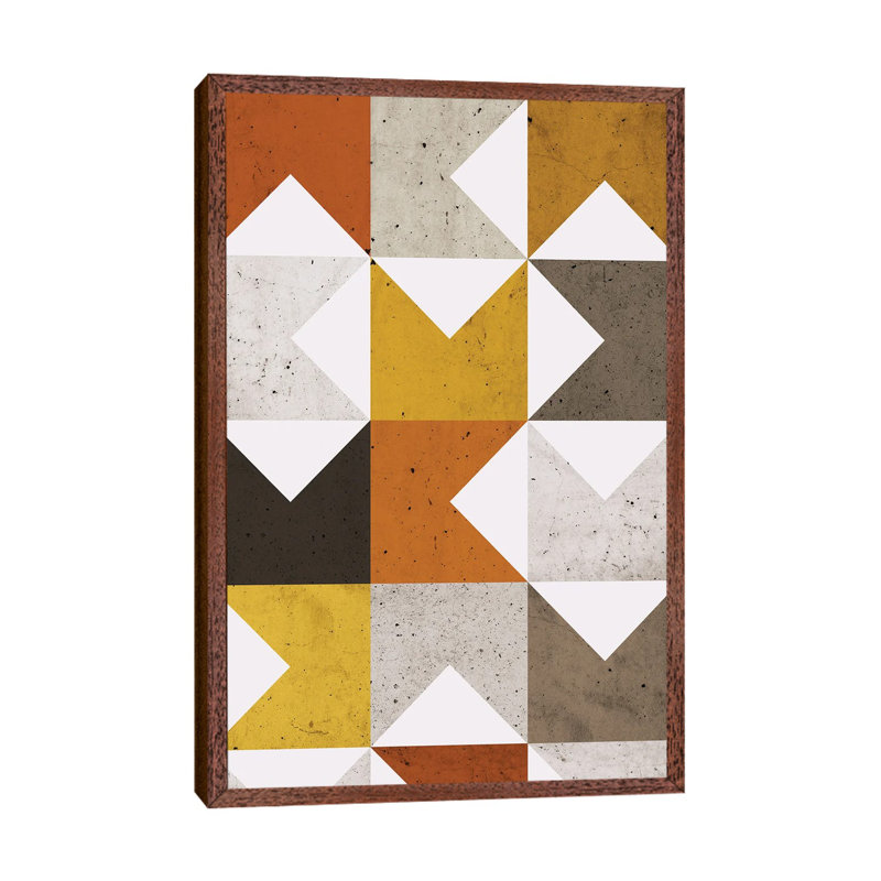Modern Geometric XXI - Print on Canvas, 101.6 cm H x 66.04 cm W, Brown Framed