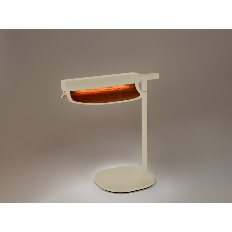 Omma LED Table Lamp, Matte Black, Natural Cherry