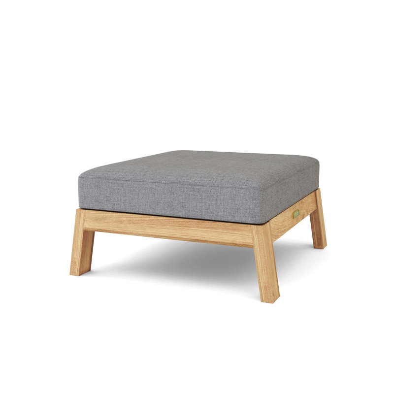 Palermo Outdoor Teak Ottoman, Cast Slate
