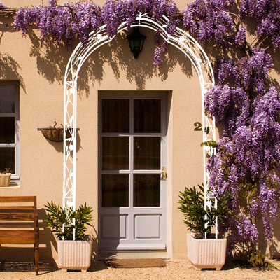 Metal Garden Arch - 8 Assemble Forms, Cream White, Ideal For Ornamentation 8-Style Enhance Beauty, Plant Support