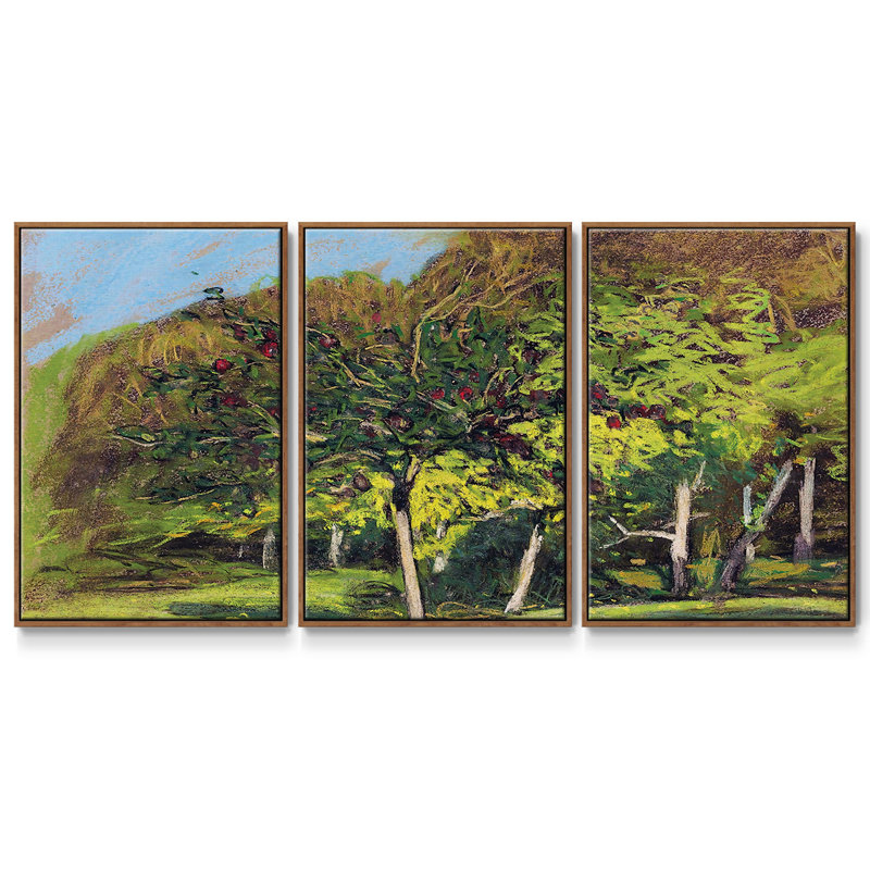 Arbres fruitiers, 1865, 3 pièces, Noyer, H 24 po x l 48 po x P 2 po