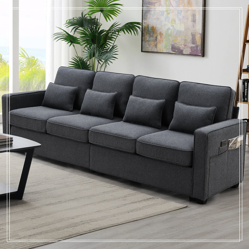 Goutier Arm Sofa, Dark Gray Polyester
