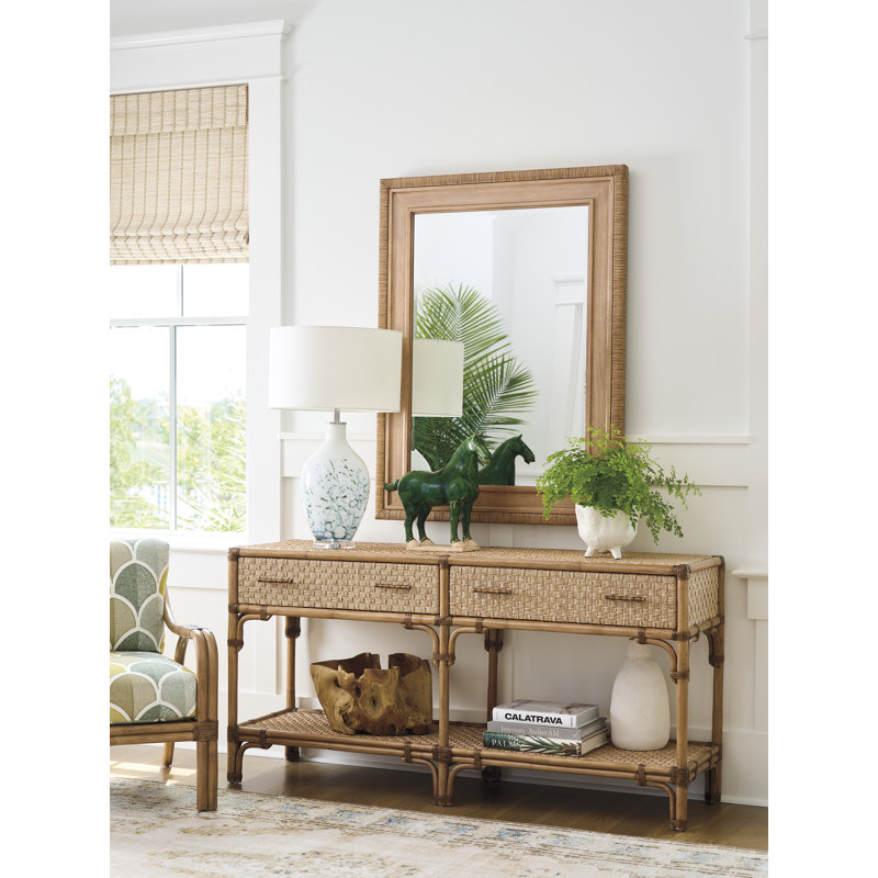 Illusions Rectangle Rattan Beveled Mirror
