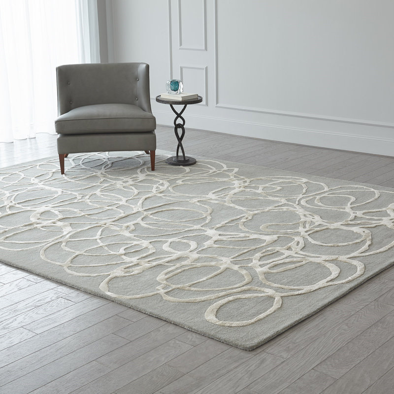 Abstract Area Rug in Gray, Rectangle 5' x 8'
