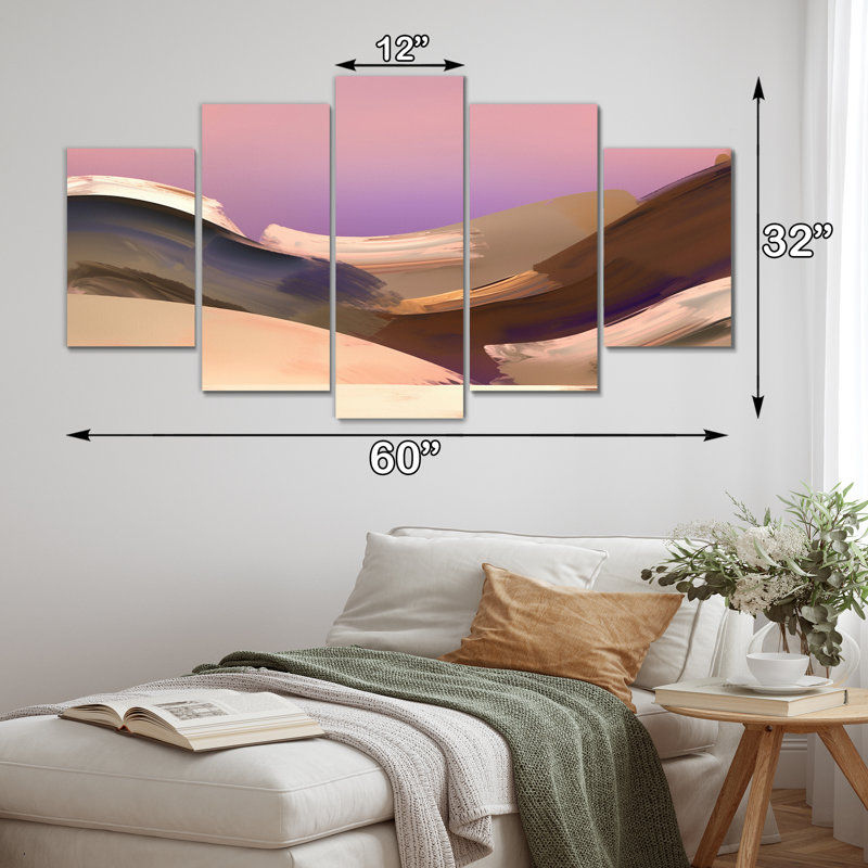 Courteny - impression sur toile de paysage abstrait - 5 panneaux