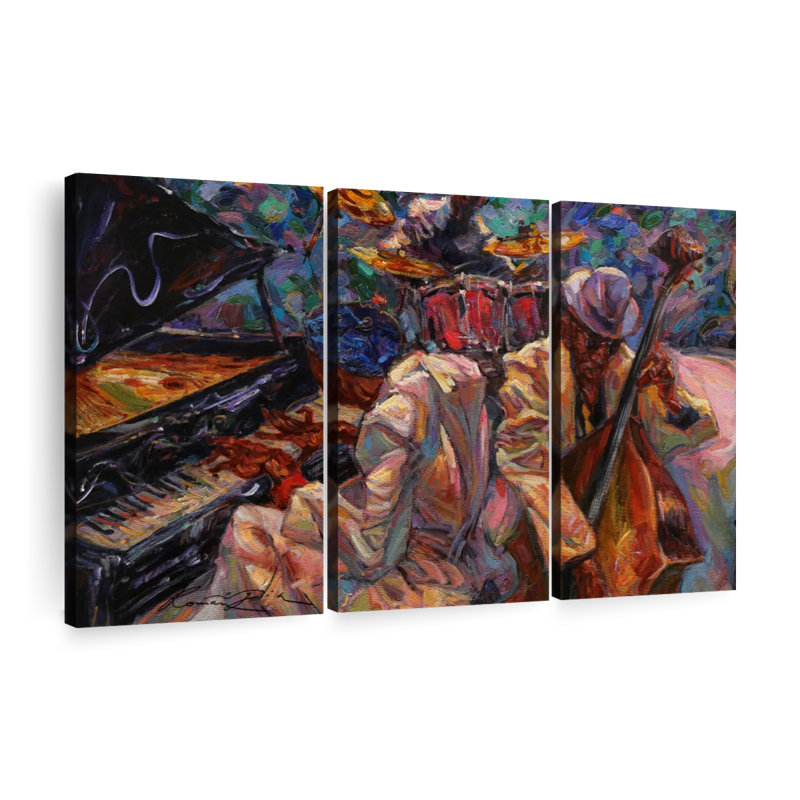 «Jazz Band Musisans», reproduction d'art sur toile, H 48 po x l 74 po x P 1,25 po