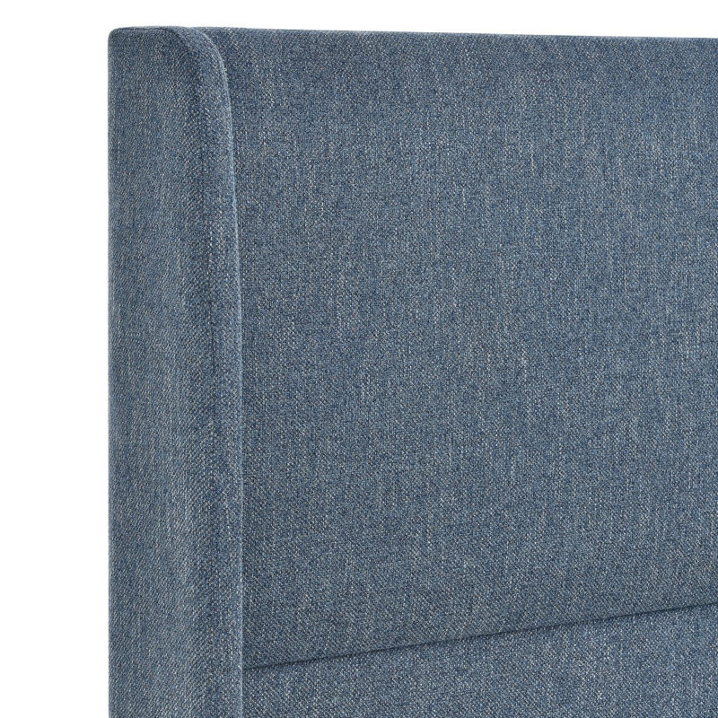 Ensemble de chambre à coucher avec lit tapissier à oreilles avec deux tables de chevet 3 pièces Arles, Bleu, Grand lit