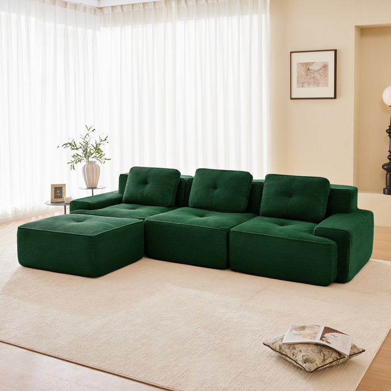 Canapé modulaire en forme de L 117 po, Vert