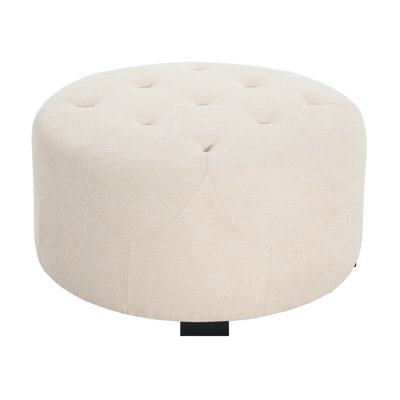 Knott Upholstered Button Tufted Round Ottoman